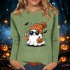 Women's Long Sleeve Halloween Print Round Neck Casual Top for Fall Parties
