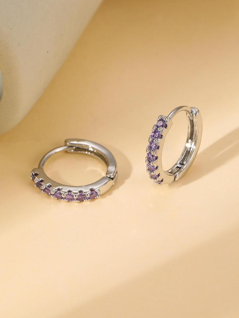 Minimalist Copper-Plated Zircon Luxurious Hoop Earrings