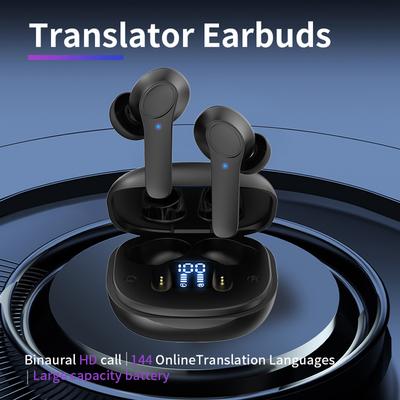 144 Languages Real Time Translator Earbuds Noise Cancelling Wireless BT Translation Earphones IPX6 Waterproof Translator Headset
