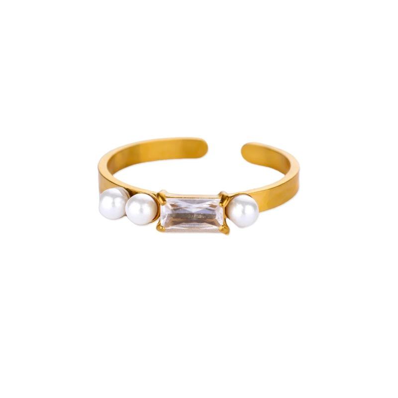 Light luxury high-end cross zircon ring women's fashion personalized bow does not fade titanium steel index finger temperament jewelry