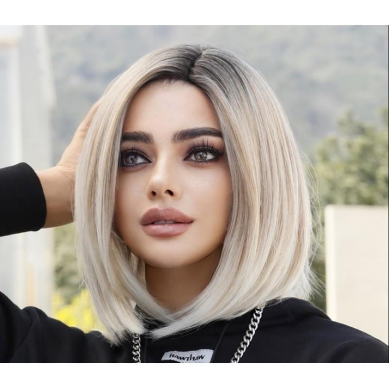 Perruque Bob Blonde Courte Avec Frange - Fibre Résistante à La Chaleur - Aspect Naturel Cuir Chevelu Simulé (California Blonde) - 6