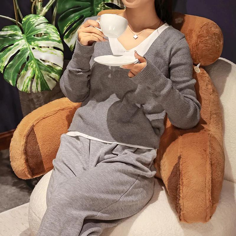 Capybara Plush Pillow Cartoon Soft Stuffed Cozy Capybara Lumbar Support Chair Seat Cushion Backrest Cushion Sofa Decor