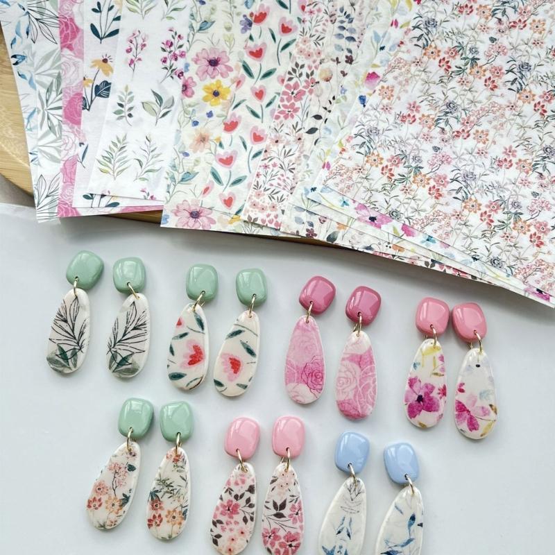 Creative Flower Designs Transfer Sheets Essential Jewelry Making Floral Transfer Sheets for Clay Jewelry Charm