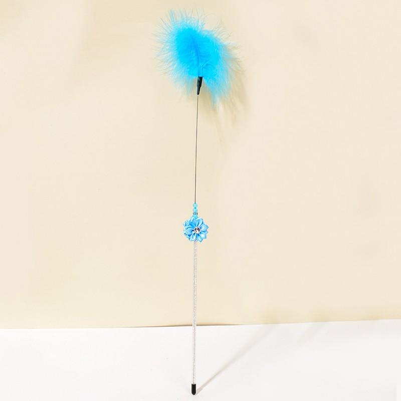 Cat Toy Feather Cat Toys Interactive Bite-resistant Steel Wire Kitten Toy with Bell Long Handle Toys for Cats Stick Pet Products