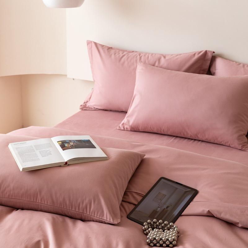 100 Pcs~ Nordic Pure Cotton Polished Four-Piece Set, Thickened Warm Cotton Bed Sheet, Quilt Cover, Mattress, Bedding