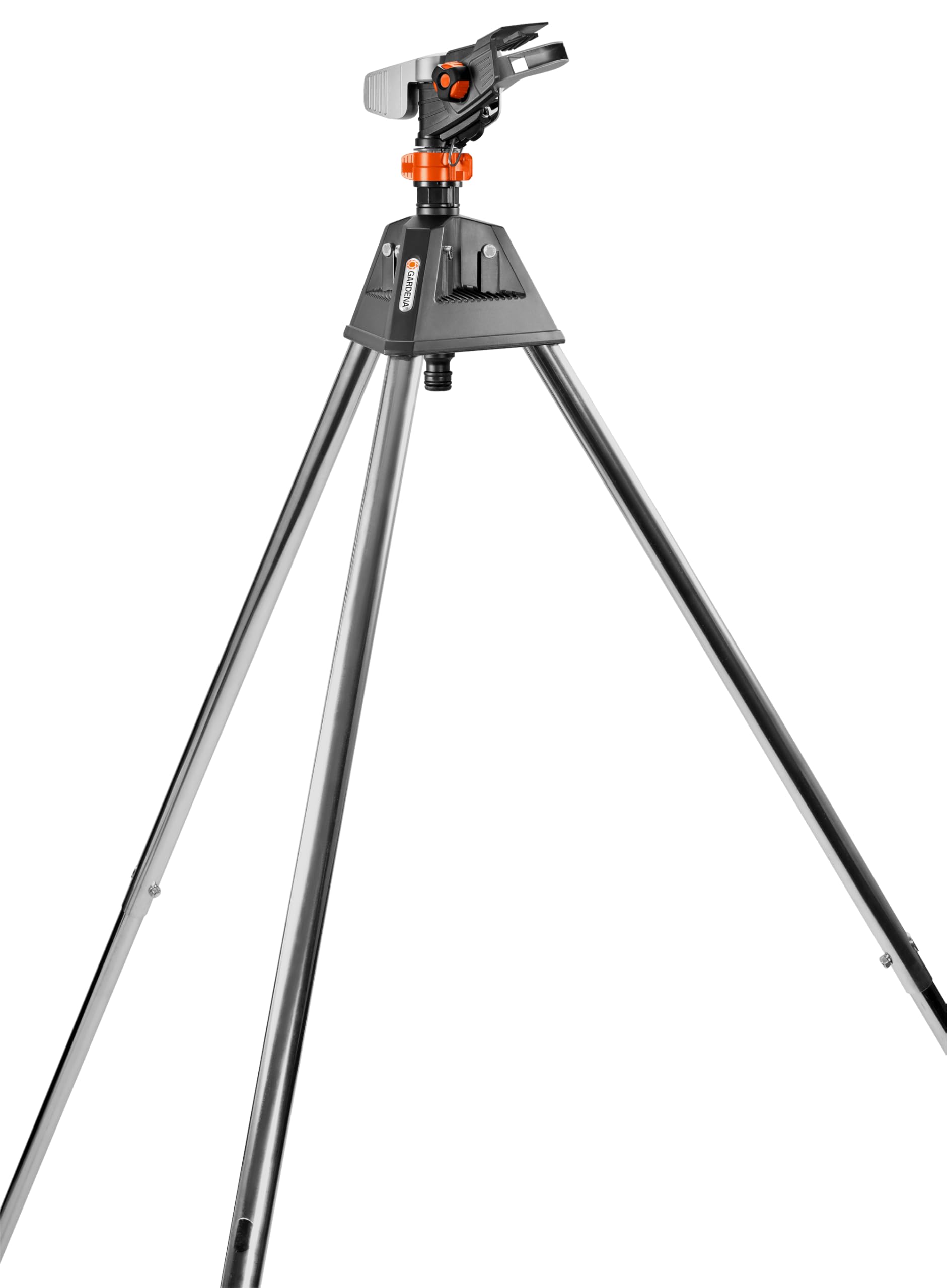 

GARDENA Pulse Dark Gray x Product Up to 5 Years Tripod-Mounted Sprinkler, Orange, 8138-20, Warranty