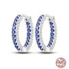 Sparkling Women Hoop Earrings 925 copper Heart Shape Star Moon Round Blue Zircon Fit Origina Drop Earrings Zircon Holiday gifts