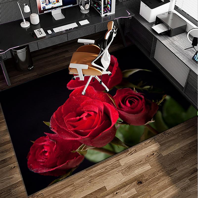Gothic Rose Artwork Office Rug Chair Mat, Entryway Carpet, Suitable for Front Door, Bedroom, Living Room, Desk, Holiday Gift
