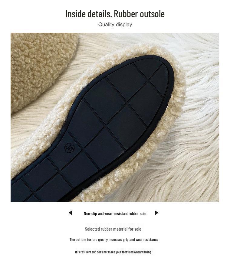 2025 Women's Lambswool Furry Flat Slippers: Cozy Autumn/Winter Casual Footwear