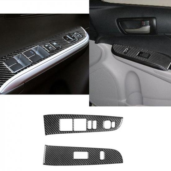 Carbon Fiber Interior Front Window Control Cover Trim For Toyota Camry 2012-2014