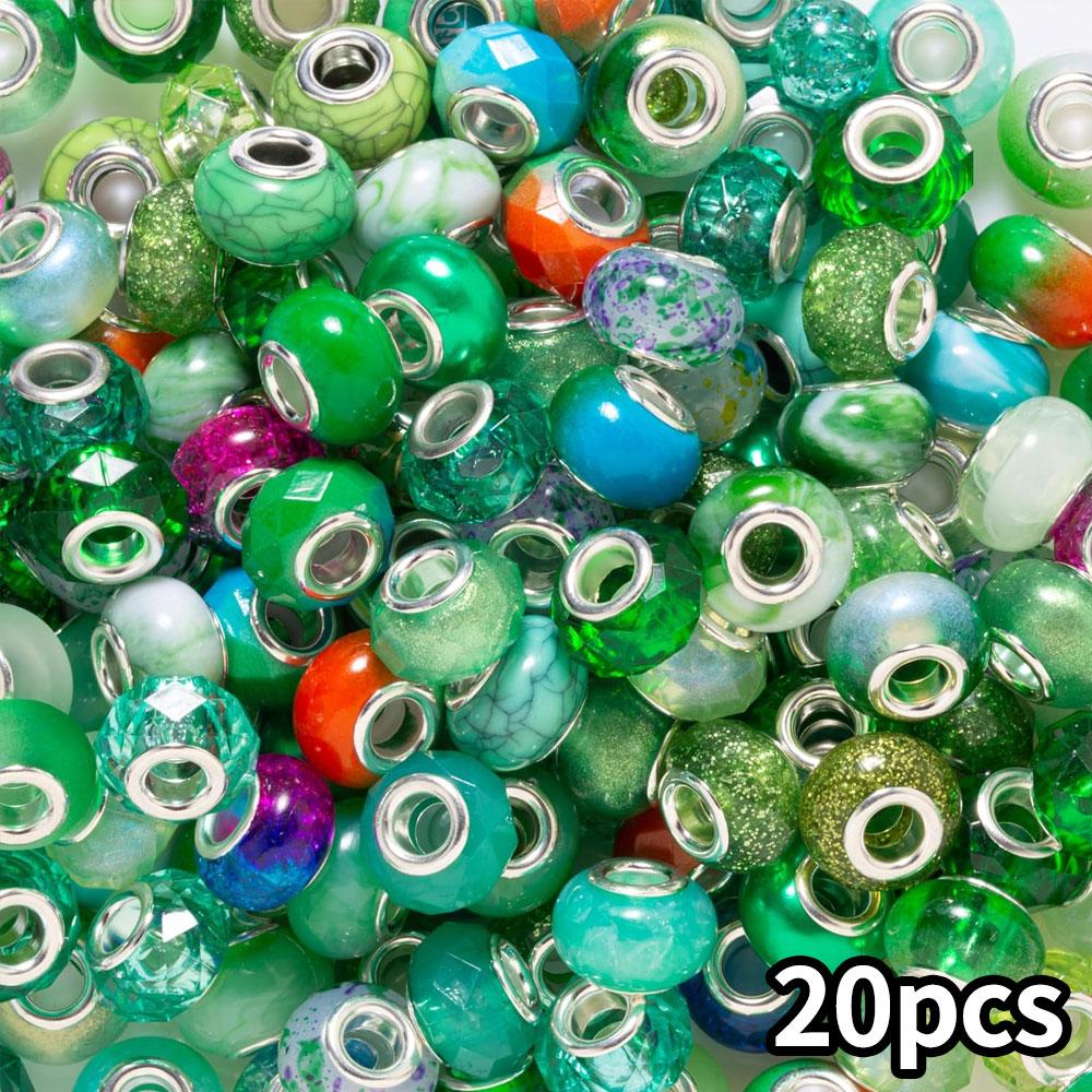 10/20/30 Harzmaterial grün Europäischer Stil Großlochperlen mit großem Lochabstand Harzperlenanhänger Armbandherstellung Halskette DIY Bastelperlen