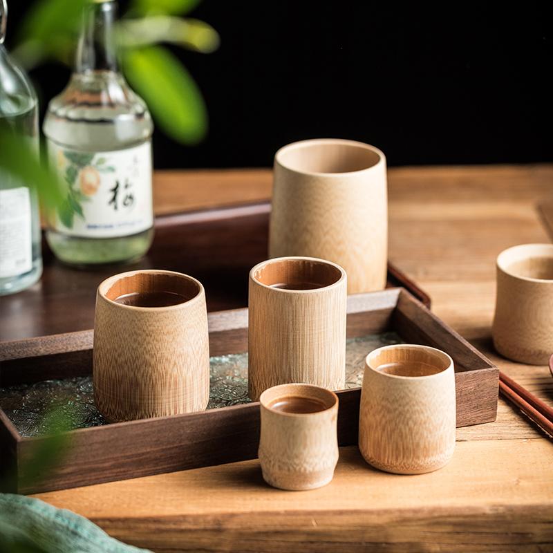 1 BUC Cupă de Sake Japoneză Bambus Natural Căni de Ceai Cupă de Apă Chineză din Lemn pentru Ceai Vin Cafea Suc Cană pentru Băut Handmade