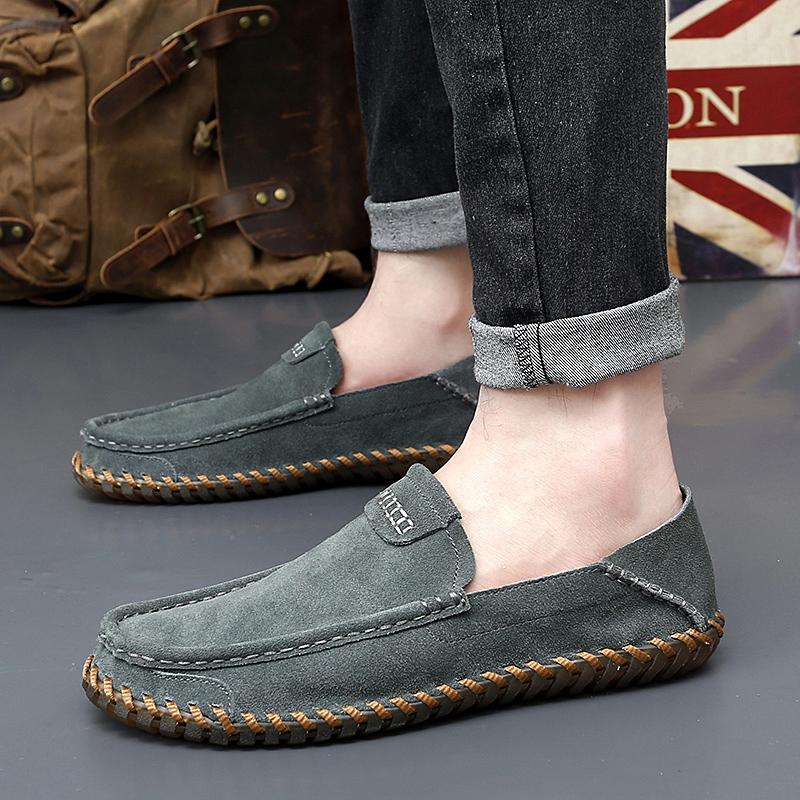 Fashion Men Business Soft Soled Loafers Leather Stitching Comfortable Anti Slip Flat Bottom Casual Shoes Large Size 47 Zapatillas Hombre