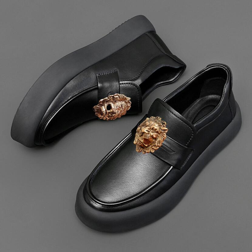 

Fashion Spring summer soft face high-end business slip-on driving bean shoes casual leather shoes cowhide large size 38-47 A3 38 чёрный