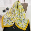 Sweet Spring Summer Flower Print Square Silk Scarf Casual Elegant Thin Breathable Scarf For Women Windproof Head Wrap Gifts