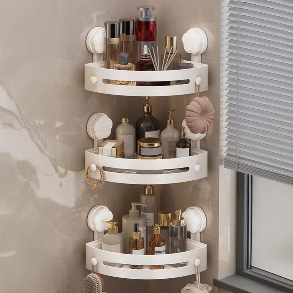 Suction Cup Storage Organizer Wall Mounted Wall Corner Shelf Corner Shelf Organizer  Toilet Area