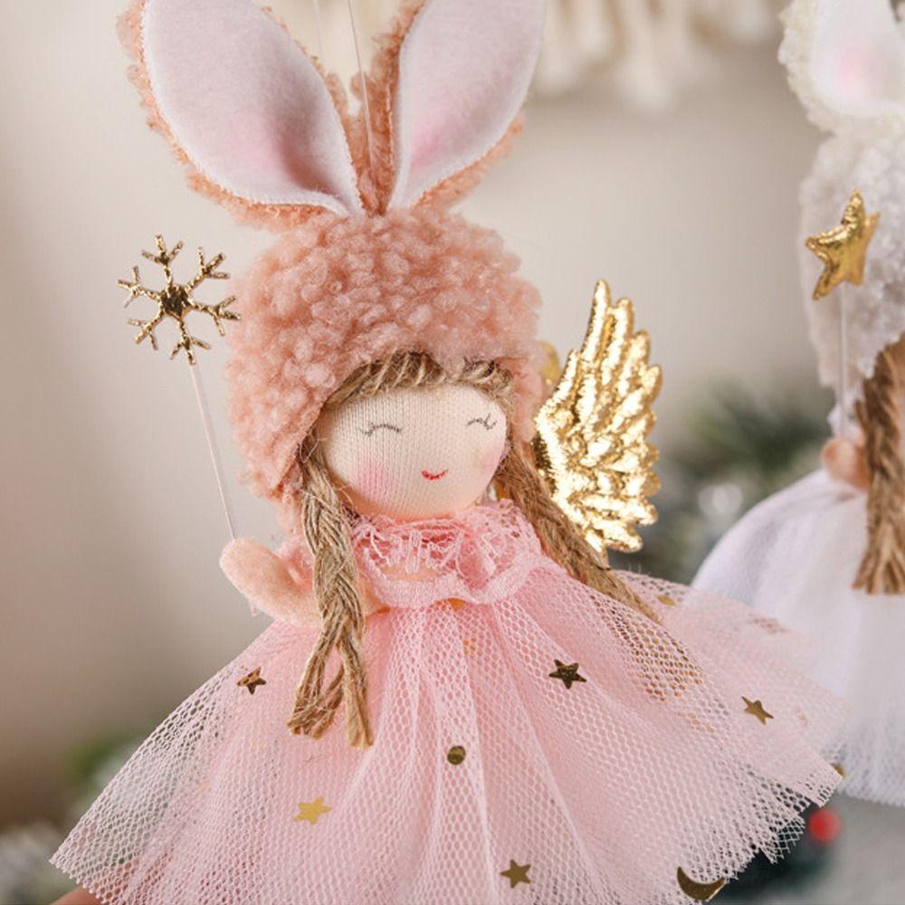 Cartoon Christmas Rabbit Ears Angel Dolls Handmade Christmas Tree Decoration  Home Xmas Decor
