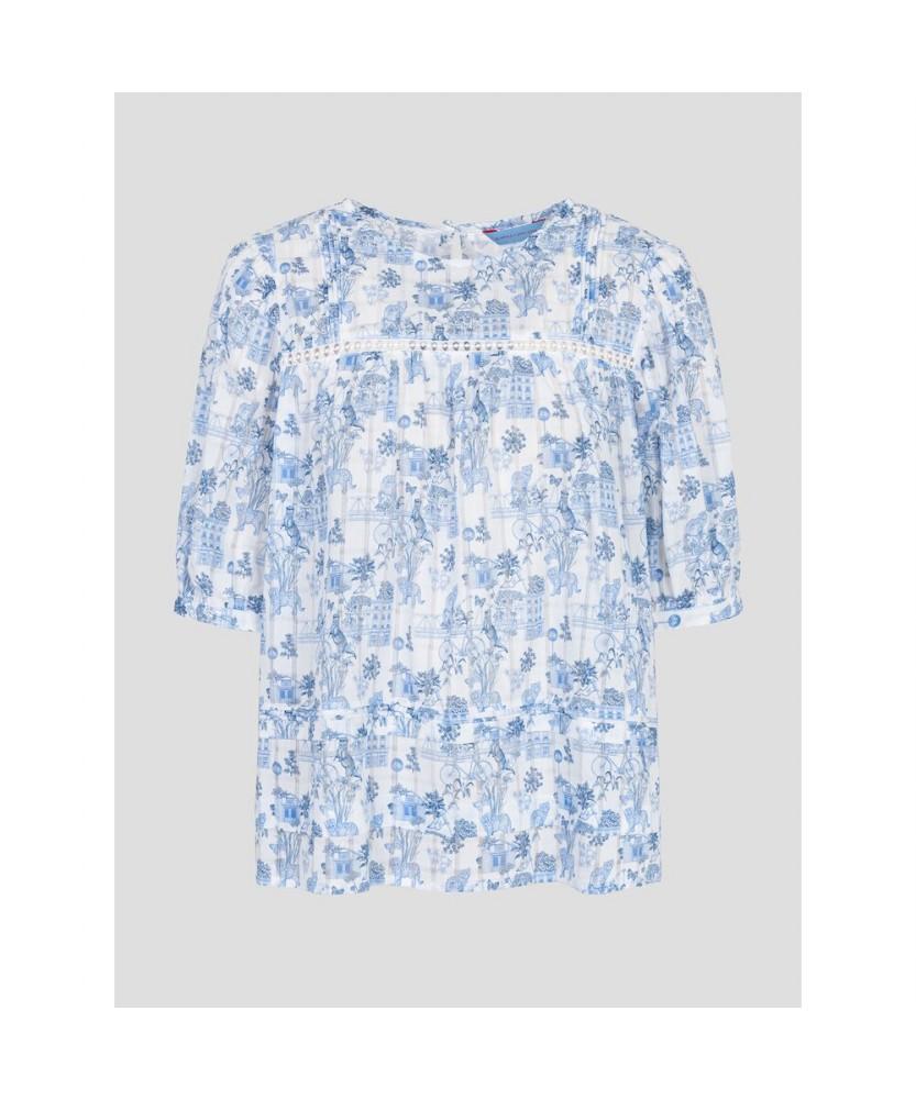 Binpolleidiseu [Daria Song] All-Over Short Sleeve Puff Blouse Sky Blue (Bf6565K51Q)