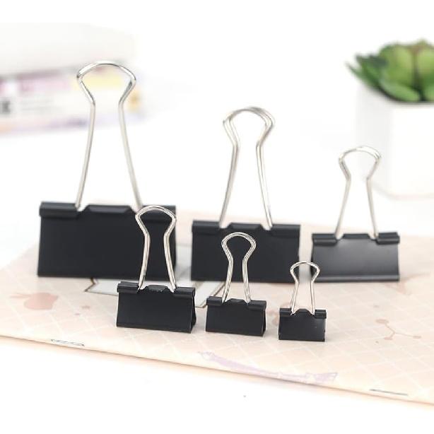 Binder Clips 100 Pack 0.75inch, 19mm Mini Black Office Paper Clip, Foldback Clips Clamp Binder Clips for Office Home Supplies