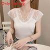 Basic Lace V Neck T Shirt For Women With Short Sleeves And Bodycon Fit For Daily Wear