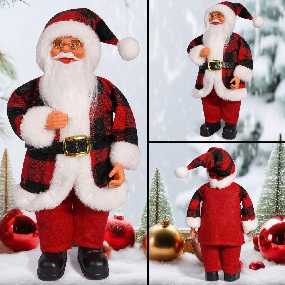 3D Santa Claus Figure Creative Christmas Decorations 12 inch Standing Santa Doll Christmas Gifts
