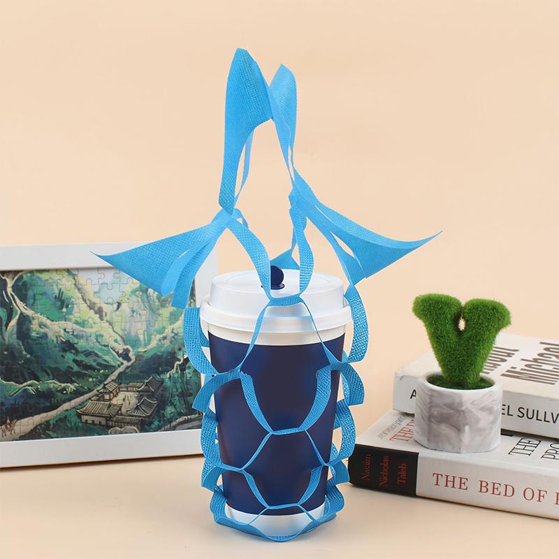 Portable Non Woven Water Cup Holder Reusable Milk Tea Beverage Tote Bag for Work Travel and Restaurant Use