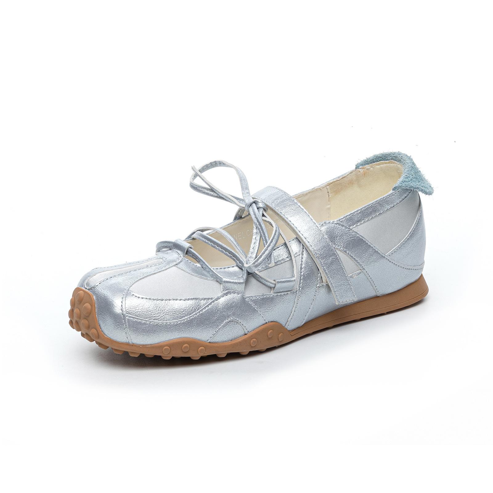 

Punk ballet silver Mary Jane single shoes women s summer breathable new sandals casual moral training shoes women s trend 35