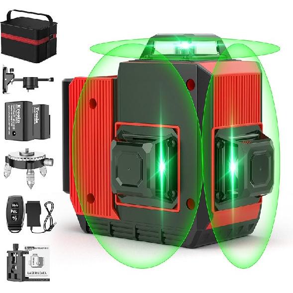 Laser Level Self-leveling Green Cross Laser Tool with Vertical and Horizontal Lines,360 Degree Rotation Self-leveling mode&IP54 Waterproof for