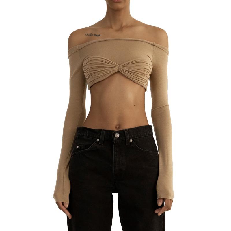 Frühling und Sommer Damen One Neck Sheer Kurzes Wickeltop