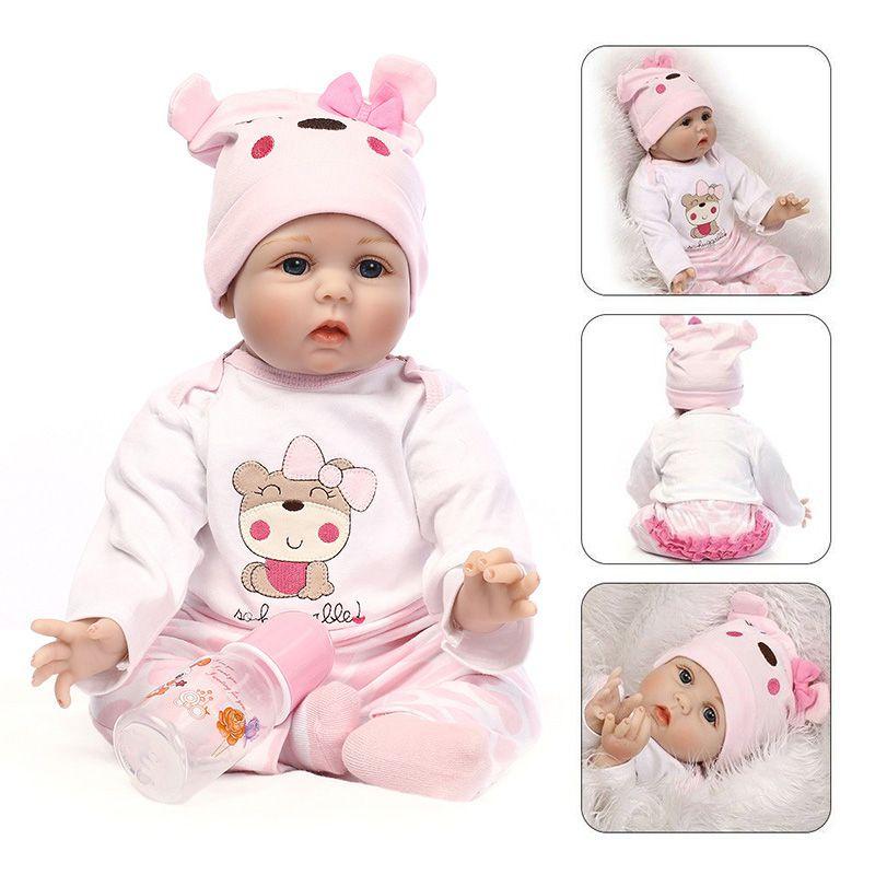 Realistic 16" Soft Silicone Reborn Doll With Handmade Details And Lifelike Blue Eyes