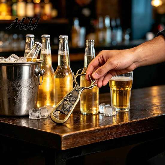 Ergonomic Labor Saving Opener Elk Antler Bottle Opener, Heavy Duty Metal Retro Beer Cap Remover for Home Bar, Artistic Kitchen Gadgets Sturdy Handheld