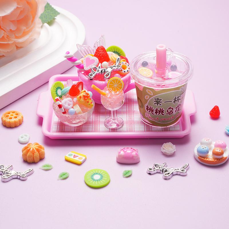 Girl Toy Making Ice Cream Cake Toys Game Kids Plastic Food Toy Diy Simulation Dessert Milk Tea Cup Set Toy For 3+ Years Child
