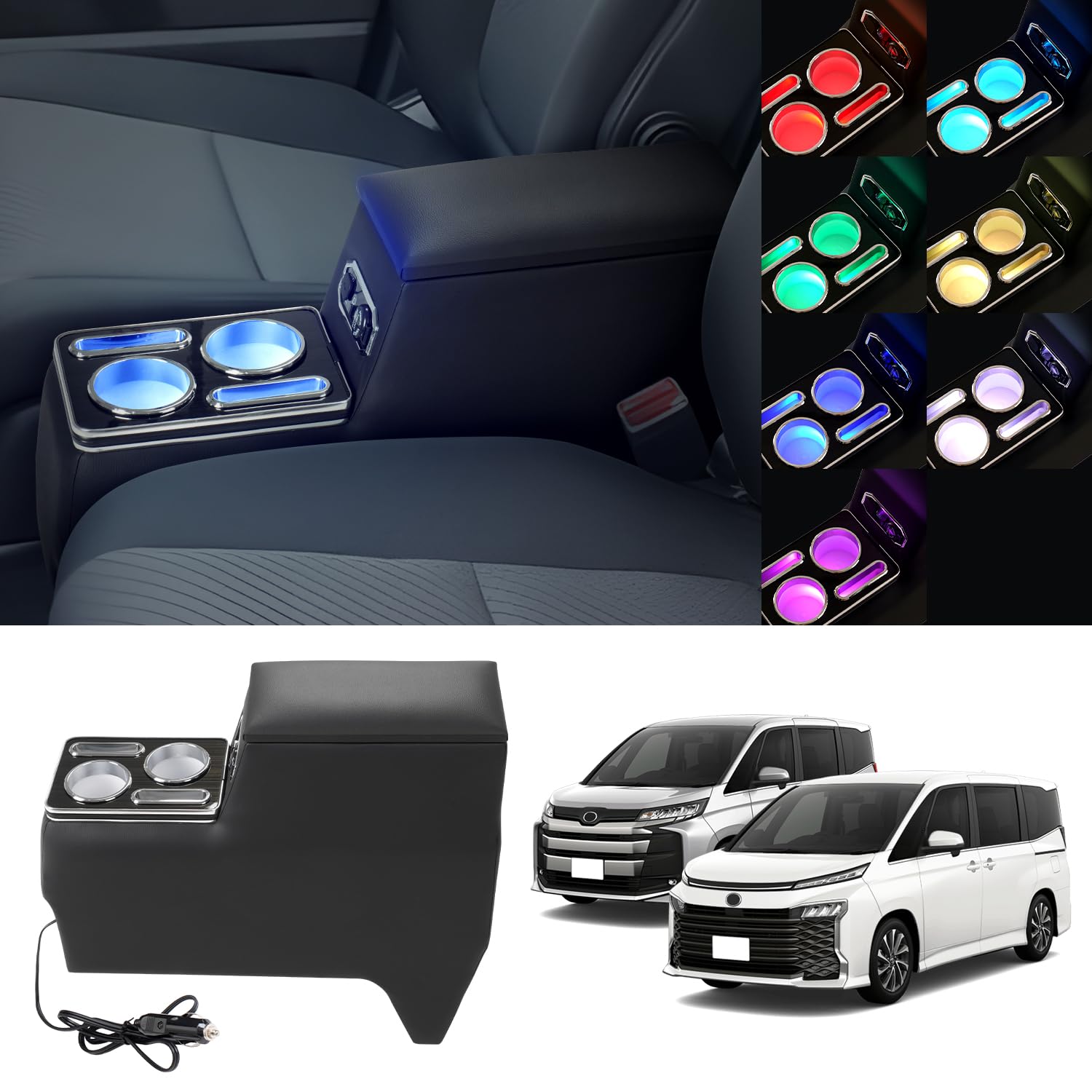 

LIMSTYLE Console Box for New 4th Generation with Quick USB Breathing Fuse Drink Cup Interior Large Capacity for Hybrid and Parking Brake Vehicles чёрный