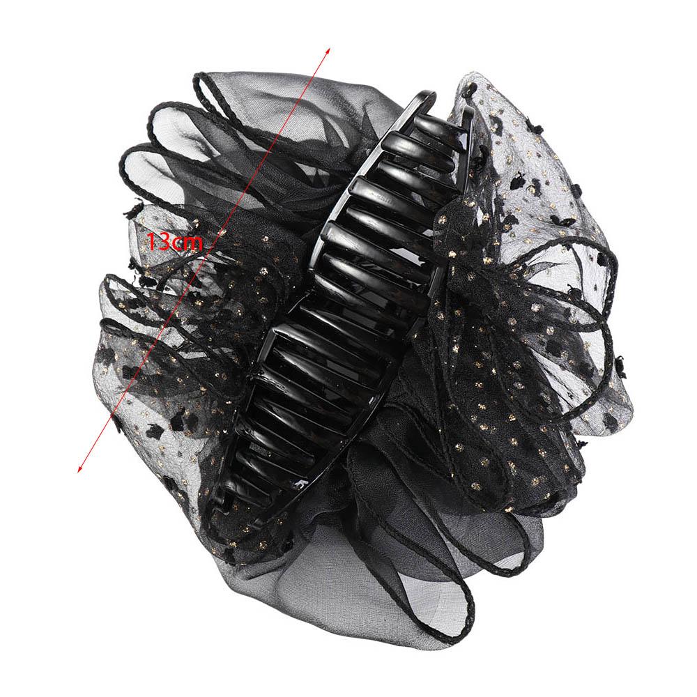 Double-sided Bow Hair Claw Dots Mesh Ponytail Clip Gift Bow Shark Clip  Party