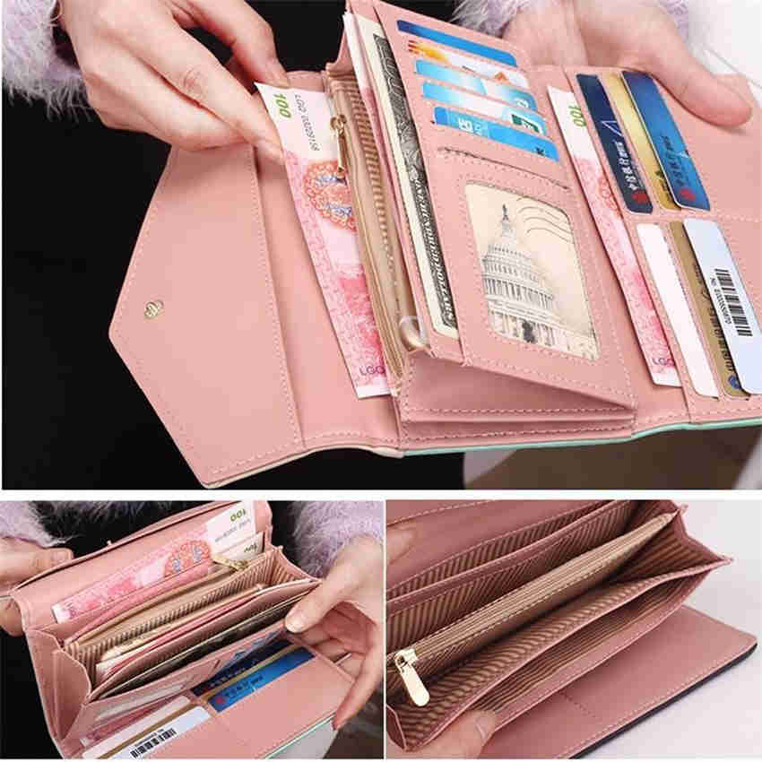 Fashion Females Small Floral Rhombus Envelope Buckle Long Wallet Women Clutch Wallet