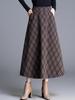 Chic High-Waisted Plaid A-Line Skirt - 2025 Autumn/Winter, Long Length, Women's Cozy Fashion