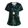 Kvinners Juletrykk Uniform Arbeidsuniform V-hals Pocket Protective Work Uniform