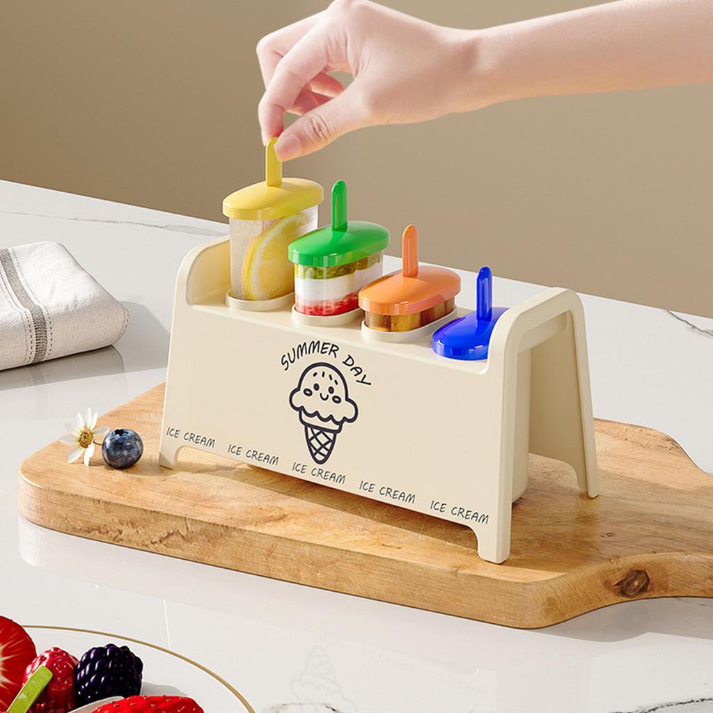 BPA Free Plastic Ice Cream Molds Fruit Juice Popsicle Mold for Homemade Popsicles with Easy Release and Colorful Sticks