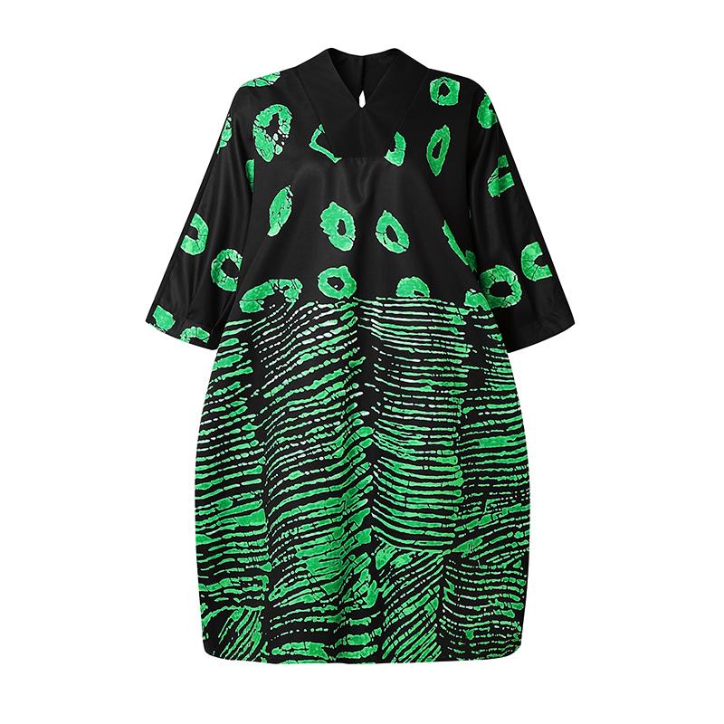 

Женские платья оверсайз с круглым вырезом, рукавами «летучая мышь», цветочным принтом, свободные, повседневные, для вечеринок, платья-свинг XL зелёный