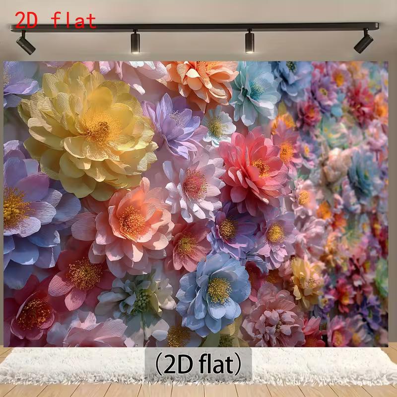 2D Flat Colorful Peony Flower Party Photo Background