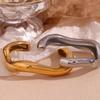 18K Gold-Plated Stainless Steel Wave Open Bangle for Women