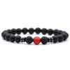 Women's Energy Yoga Bracelet: 8mm Frosted Black Volcanic, Amber & Weathered Stones