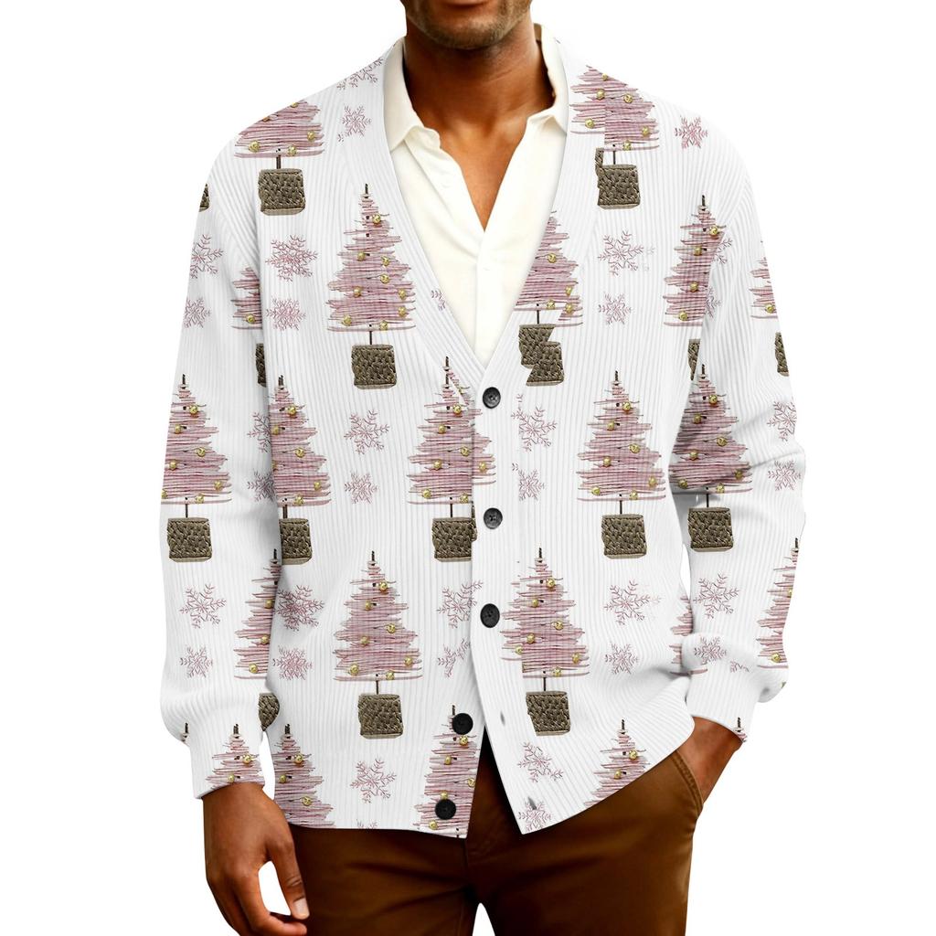 Men's Ribbed Knit Long-Sleeve Cardigan