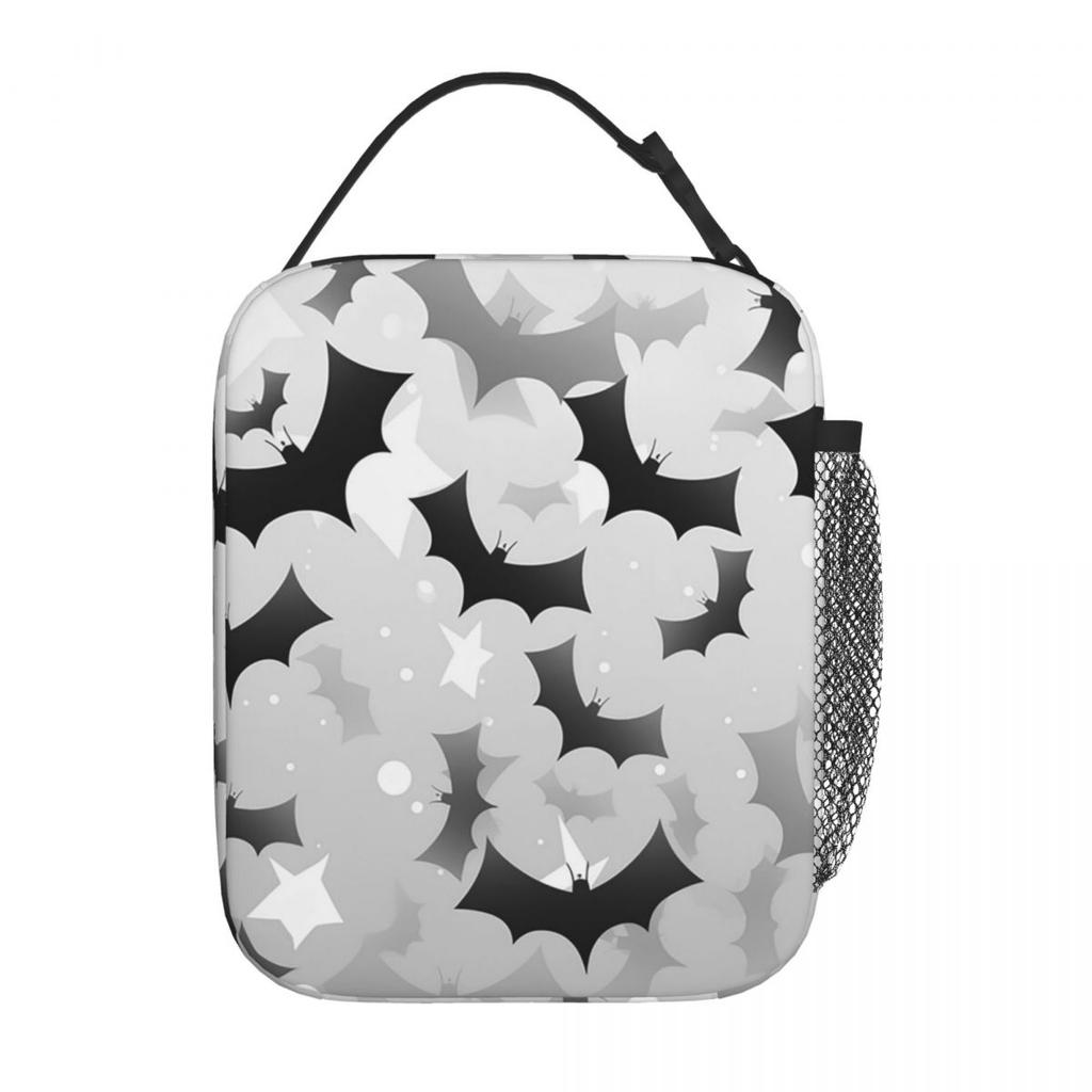 Chic Black And White Bat Insulated Lunch Bag for Kids School Cooler Thermal Food Box Tote Leakproof Lunch Boxes Container