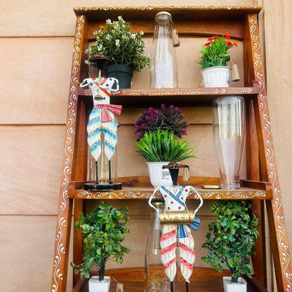 Set of 2 Metal Musician Standing Sardar Big Decorative Showpiece Table Decor Home Decor Musician Tabletop Showpiece Gift Item Multicolour