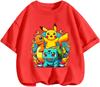 Hot Selling 2026 Kids T Shirt Pikachu Lovely Pattern Soft Comfy Casual School Wear Boys Girls Summer Street Apparel