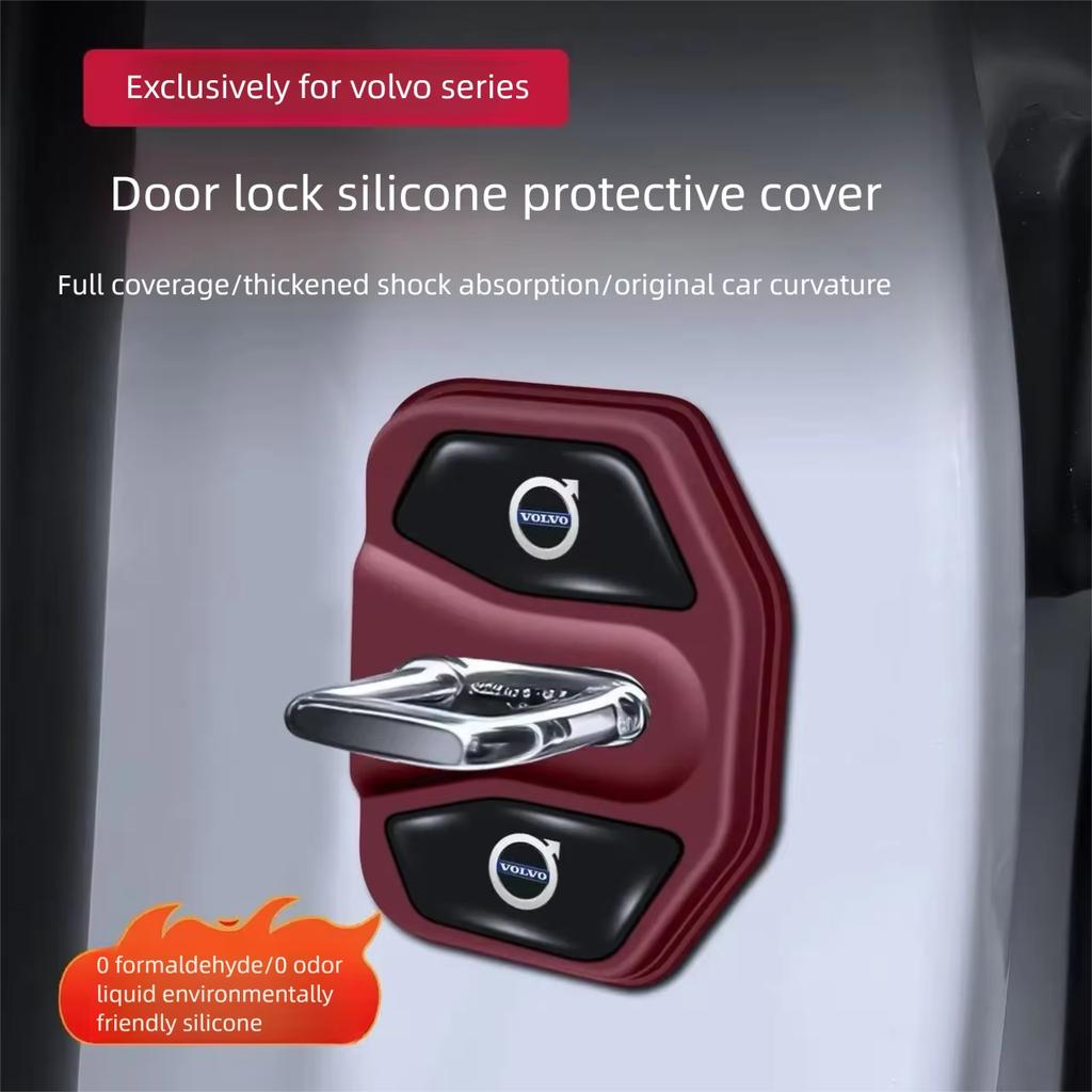 zvgyl8 2/4Pcs Car Door Shock Absorber Car Door Lock Protector Silicone Latches Cover Accessries For Volvo XC90 C30 T6 S60 C70 XC40 V40