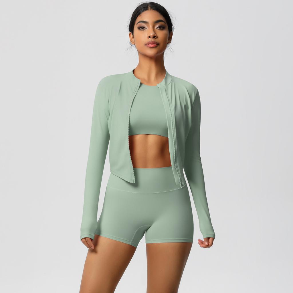 High Waisted Tight Yoga Suit, Nude Quick Drying Exercise Set For Women, Outdoor Leisure, Slimming And Fitness Three Piece Set For Women