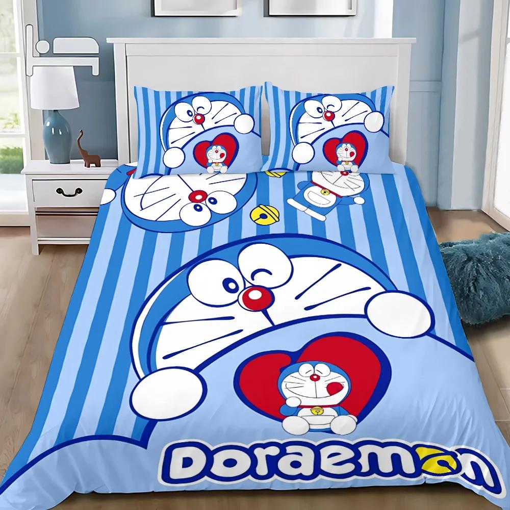 Carton D-Doraemons Soft Duvet Cover Pilowcase Children Beding Set Adult People Boy Girl Bedrom Decoration Gift Single Double Large Sized Dimensions