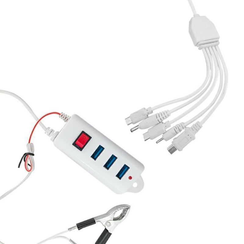 12V-24V 3 USB Clip Charger with Multi Port & Switches Universal Battery Mobile Phone Charger Built in Intelligent Chip